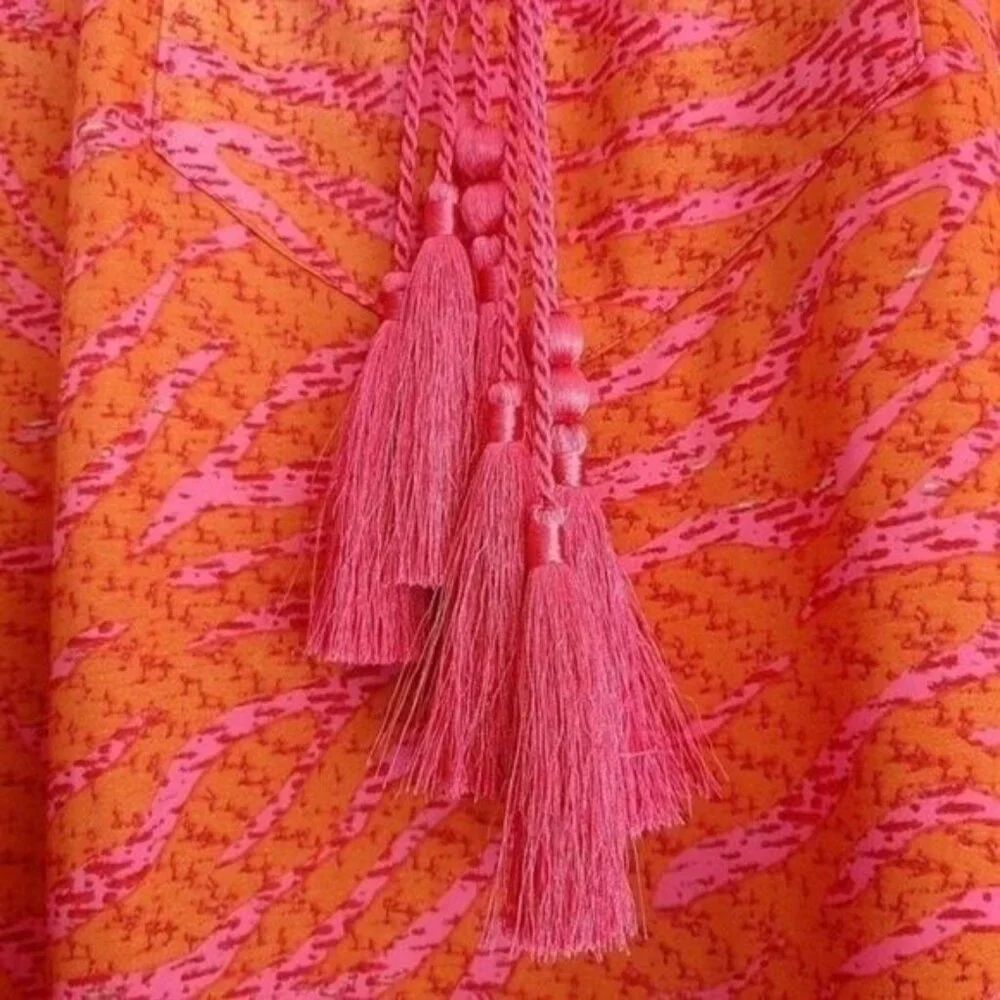 H&M Conscious Hot Pink Tassel Tunic Top Sz 4 - Picture 8 of 14
